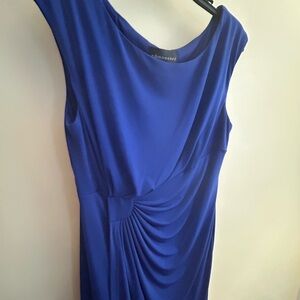 NWOT Connected Apparel Royal Blue Draped Dress W/ Cinched Waist, Sleeveless